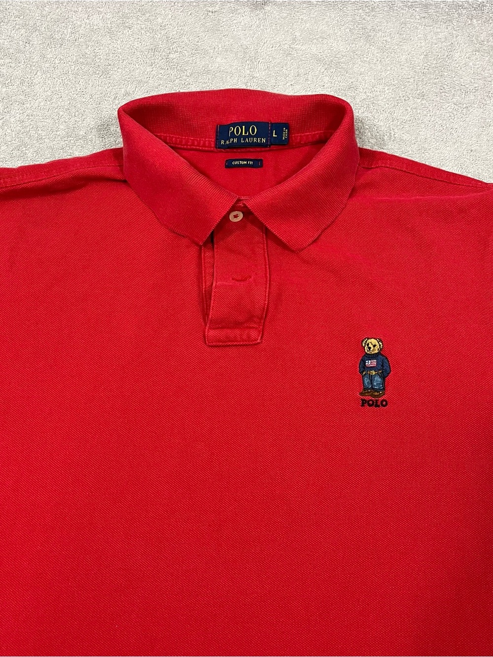 Polo Ralph Lauren Polo Bear Shirt Custom Fit Men's Size Large Short Sleeve Red